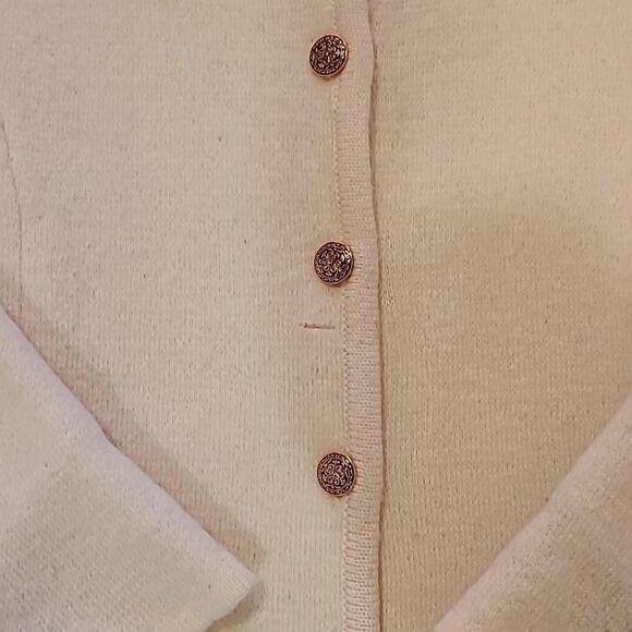 Herman Geist‎ vintage cream wool button front sweater with shoulder pads - Picture 2 of 5
